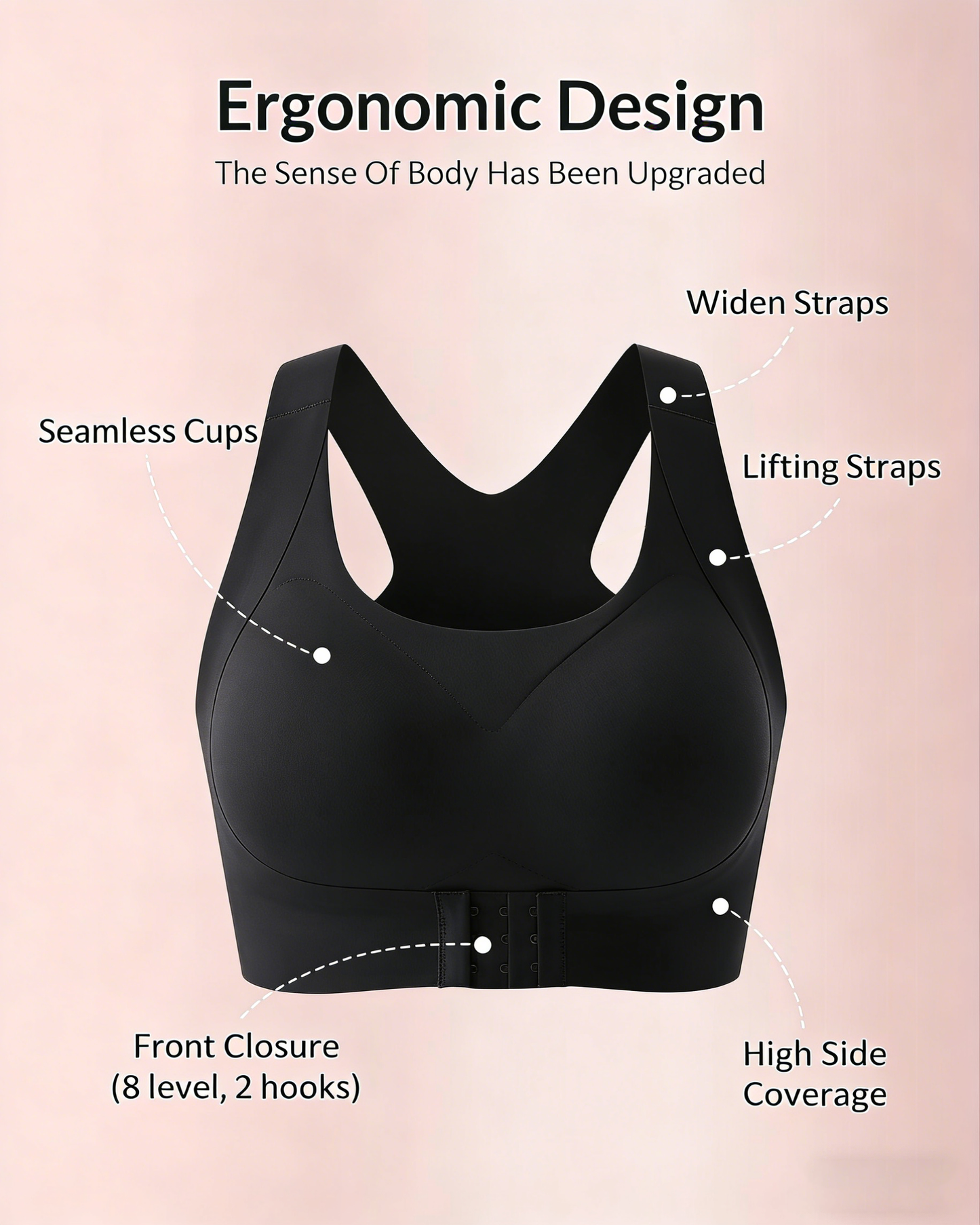 Cross Back Front Closure Wireless Posture Support Bra