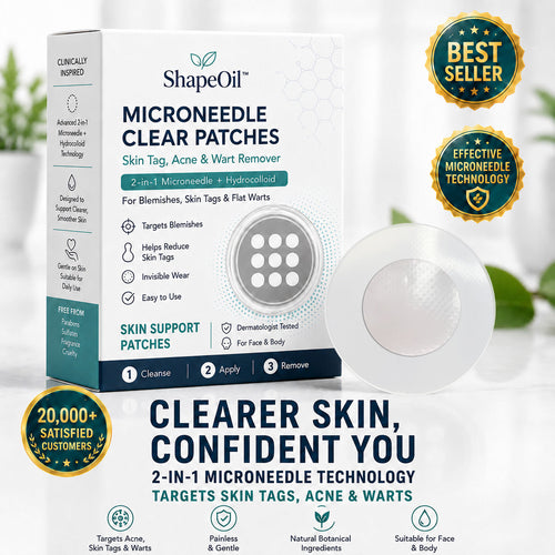 ✨2-in-1 Microneedle & Hydrocolloid Patch🍀| Removes Raised Moles, Acne, Flat Warts & Skin Tags | Helps Improve Wrinkles, Scars & Blemishes | Invisible Patches for Face & Body